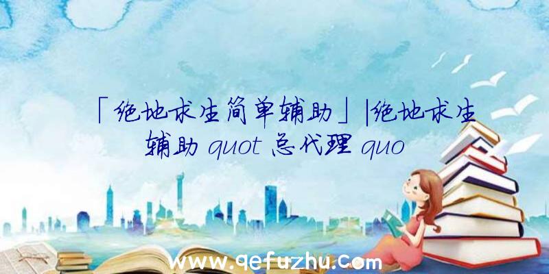 「绝地求生简单辅助」|绝地求生辅助